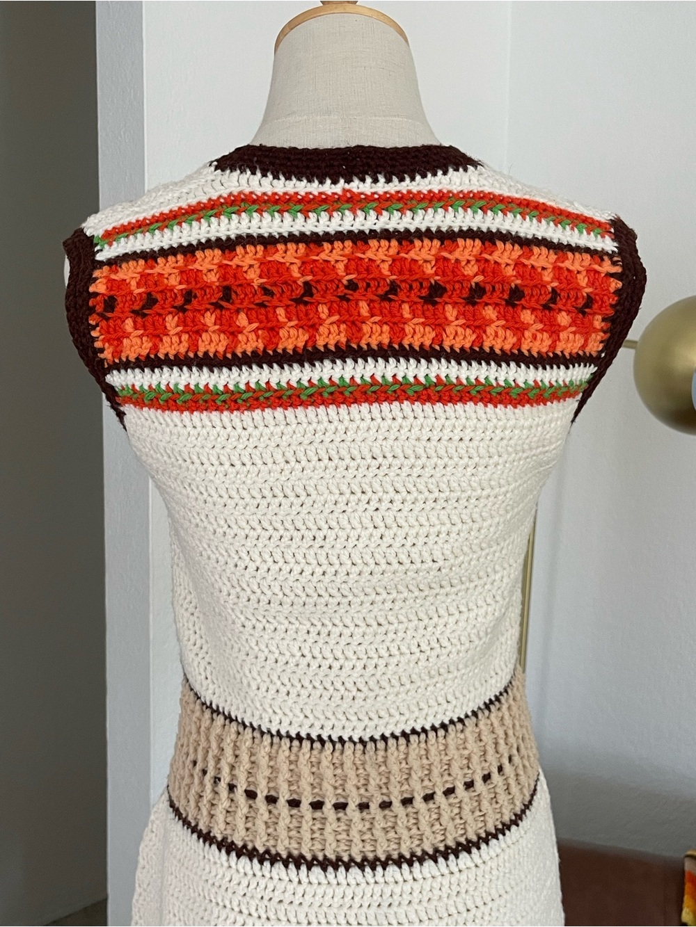 Vintage 1970s Boho Hippie Knit Crochet Dress - Picture 7 of 7